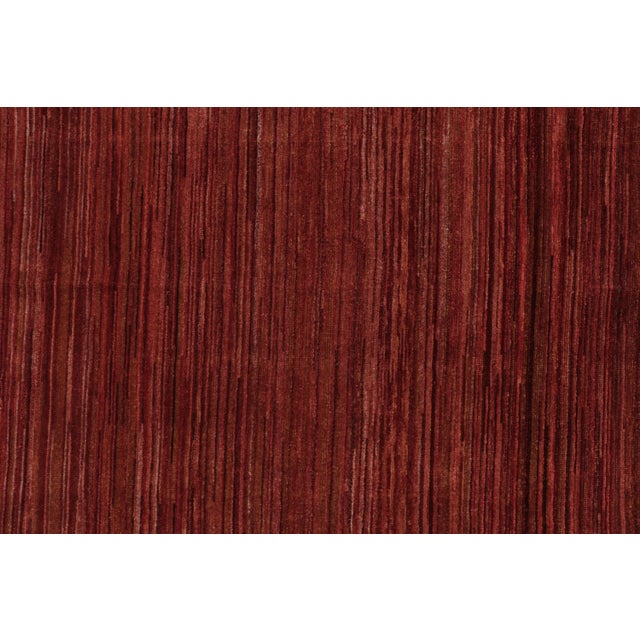 Rug & Kilim’s Modern Textural Rug, Rich Burgundy Red Tone-on-Tone Striae For Sale In New York - Image 6 of 8