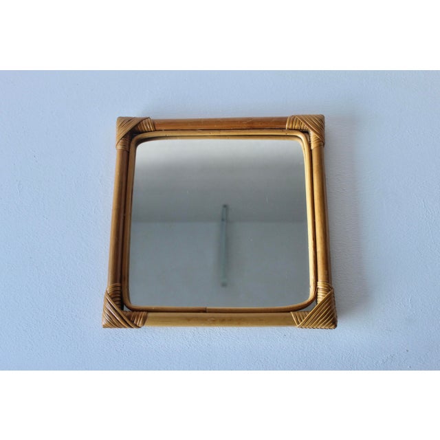 Vintage Bamboo Wicker Handcrafted Square Wall Mirror For Sale - Image 12 of 12