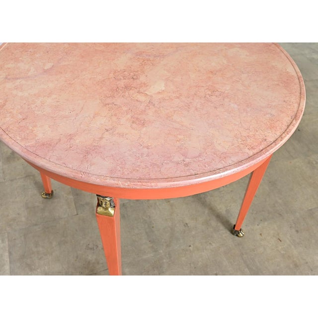 Mid 20th Century French Empire Style Marble Top Painted Center Table For Sale - Image 10 of 11