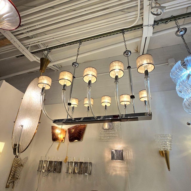 Silver 1970s Mid Century Modern Large Murano Glass Seguso Chandelier For Sale - Image 8 of 16