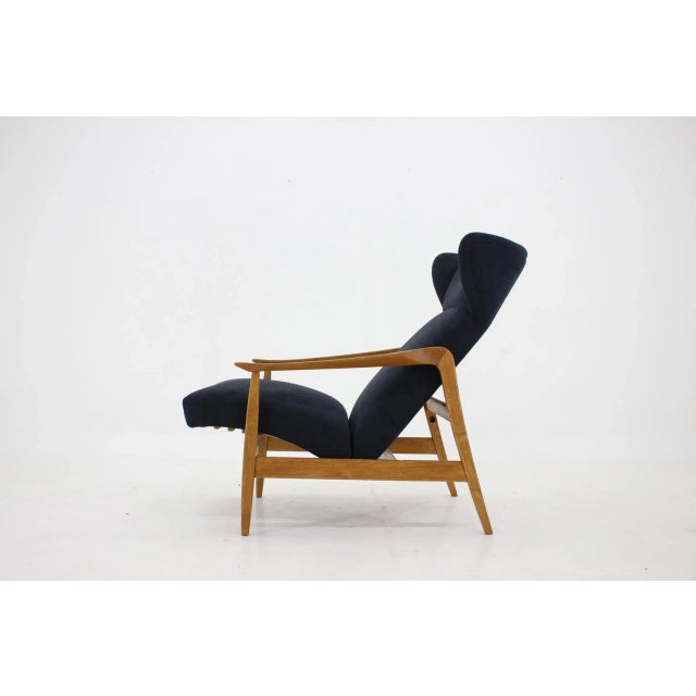 1960s Czechoslovakian Oak Reclining Wing Chair, 1960s For Sale - Image 5 of 15