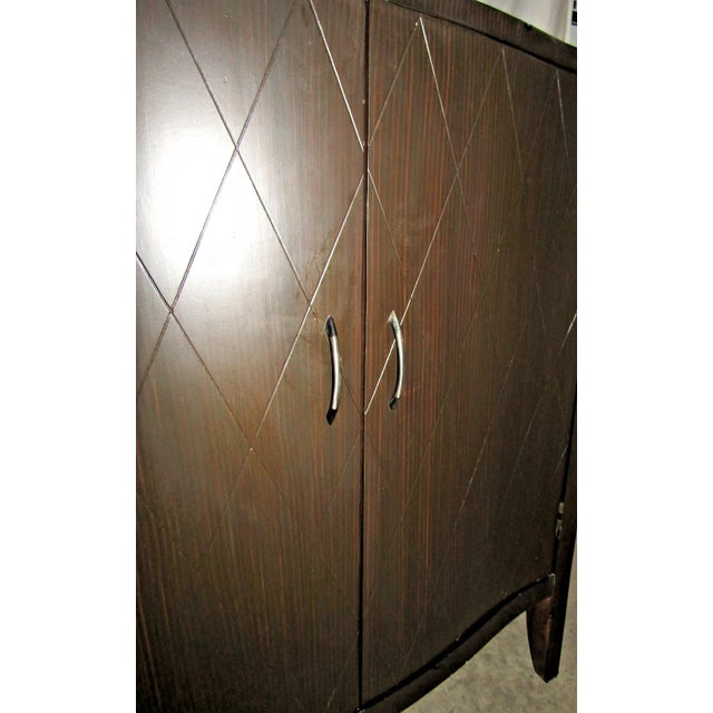 1970s French Art Deco Style Modern Two-Door Bar Cabinet With Diamond Inlay Pattern For Sale - Image 11 of 14