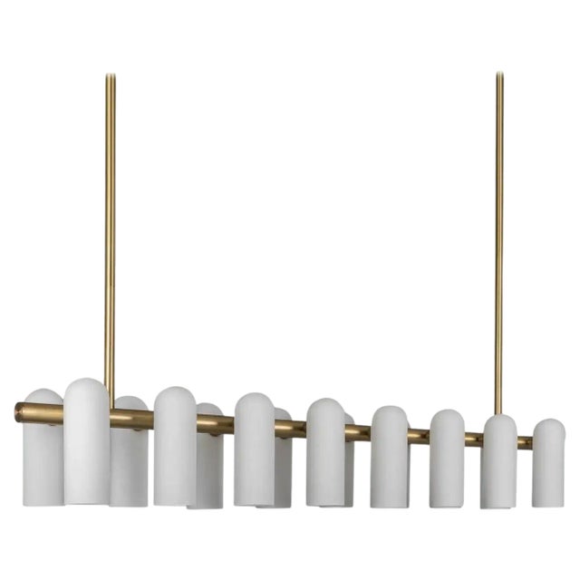 Odyssey Linear LG Brass Chandelier by Schwung For Sale