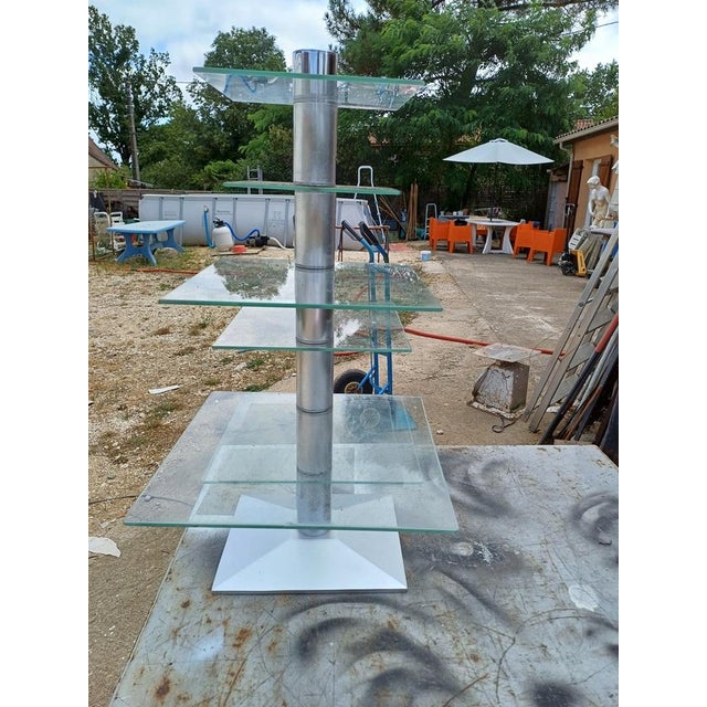 Chrome and Glass Shop Shelf Display Stand, 1970 For Sale - Image 4 of 14