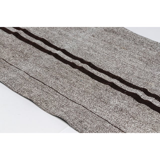 Greige Vintage Tribal Anatolian Kilim Runner For Sale - Image 8 of 10