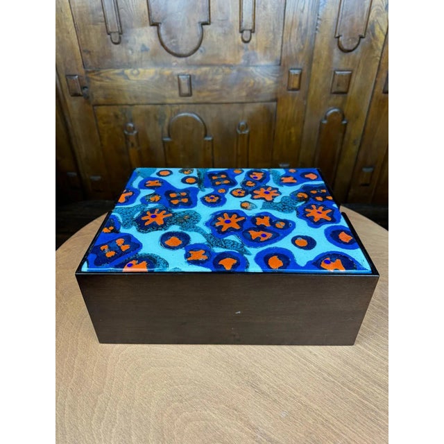 Colorful Decorative Coffee Table Box With Hand Blown Glass Top | Chairish