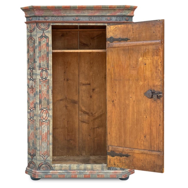 Early 19th Century Painted Wardrobe, 1812 For Sale - Image 5 of 18
