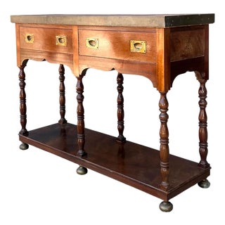 Vintage Double Sided Campaign Console Table For Sale