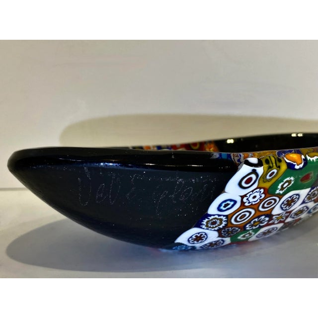 Italian Modern Italian Black White Red Blue Green Murano Art Glass Mosaic Catch-All/Bowl For Sale - Image 3 of 10