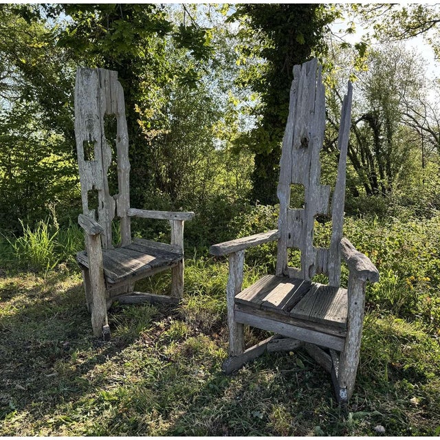 Wood Driftwood Garden Armchairs, Set of 2 For Sale - Image 7 of 10
