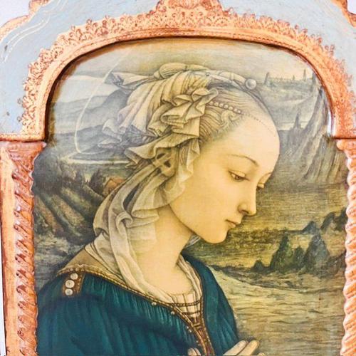 Baroque Large Vintage Florentine Gilt Madonna Triptych, Italy, 1950s For Sale - Image 3 of 11