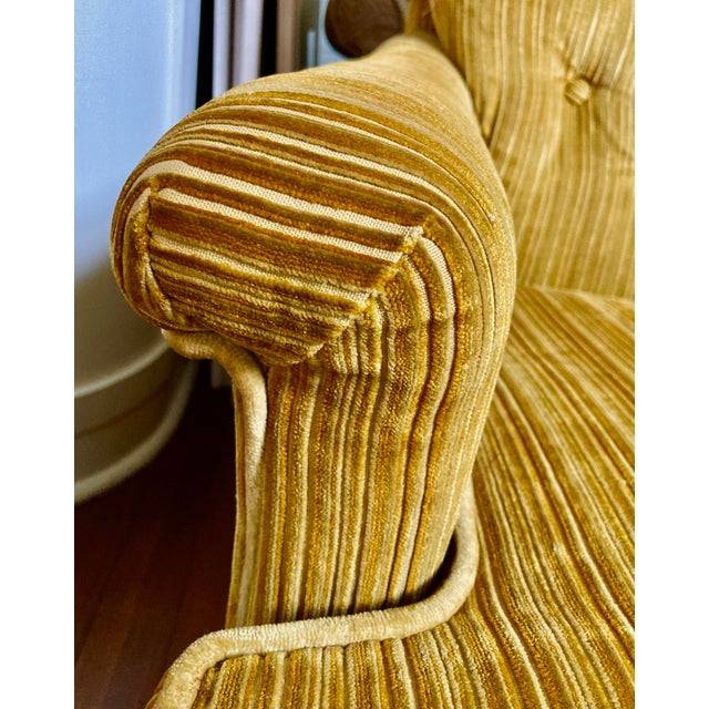 Gold Clayton Marcus Vintage Club Chair in Golden Striped Velvet For Sale - Image 8 of 15