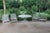 Wrought Iron Patio Set With Dogwood Motifs—Table and Four Armchairs With Covers, 5 Pieces For Sale - Image 18 of 18