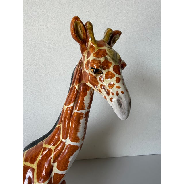 Ceramic Vintage Italian Handcrafted Terracotta Giraffe Sculpture For Sale - Image 7 of 12