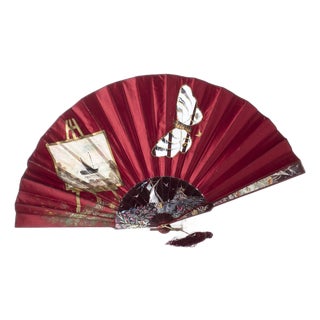 Fan with Darkened Cane Rod For Sale