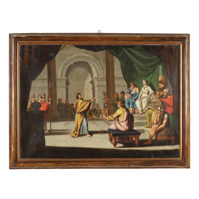 Carataco in Front of the Emperor Claudio, Oil on Canvas, Framed For Sale