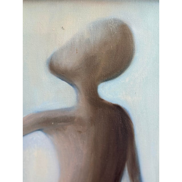 Vintage French Modernist Figural Oil Painting Signed Rousseau For Sale - Image 4 of 10