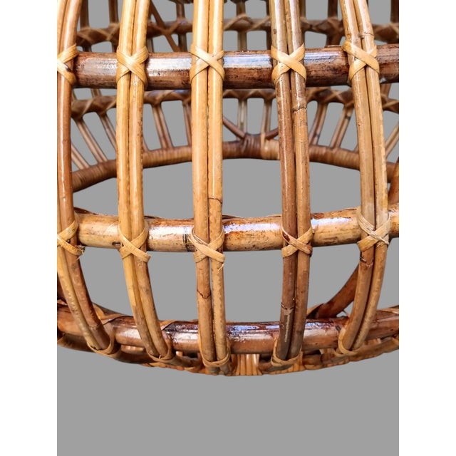 Vintage Round Rattan Pouf by Ico Parisi for Bonacina, 1960 For Sale - Image 3 of 10