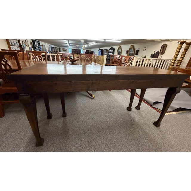 Chestnut Regency Style Hand-Carved Mahogany & Walnut Console Table With Grotesque Mask Apron, Circa 1980 For Sale - Image 8 of 8