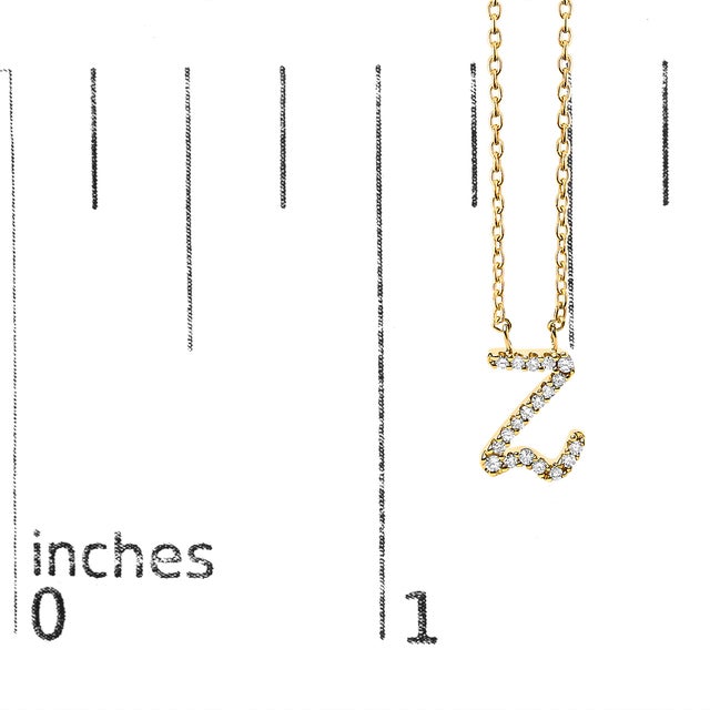 Early 21st Century 10K Yellow Gold Diamond Accent "Z" Initial Script Style Pendant Necklace For Sale - Image 5 of 5