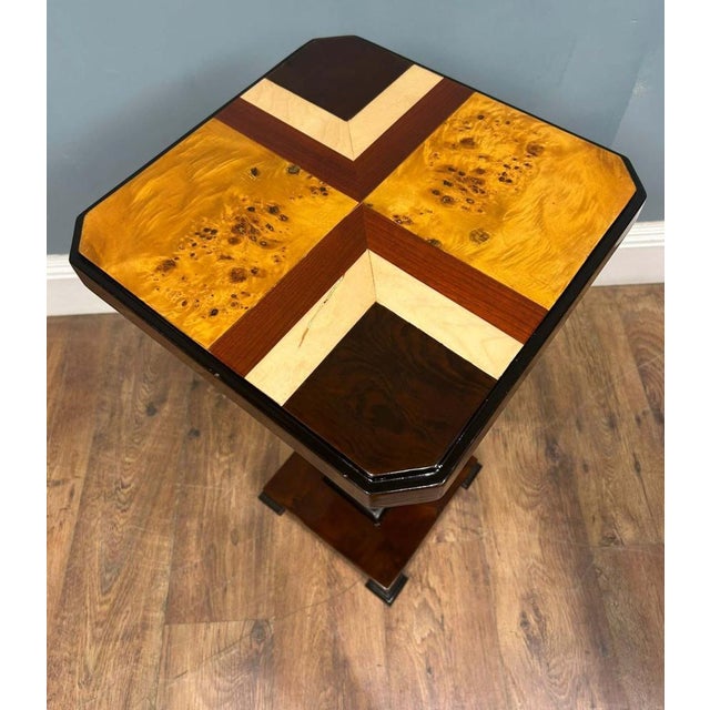 Art Deco Inlaid Pedestal Side Tables, Set of 2 For Sale - Image 6 of 16