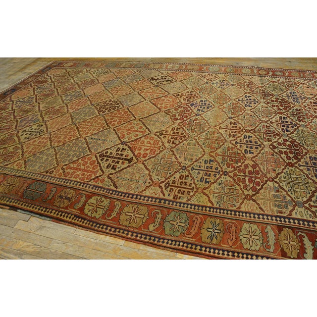 Late 19th Century 1870s Ivory Tribal Shrub Antique Nw Persian Bakshaiesh Rug 9' X 13'2" Hand Knotted Wool Carpet For Sale - Image 5 of 17