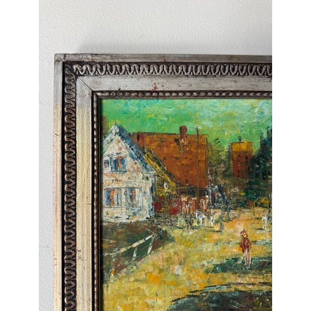 1980s Vintage H. Hawick Impressionist Cityscape Oil on Canvas Painting, Framed For Sale - Image 5 of 11