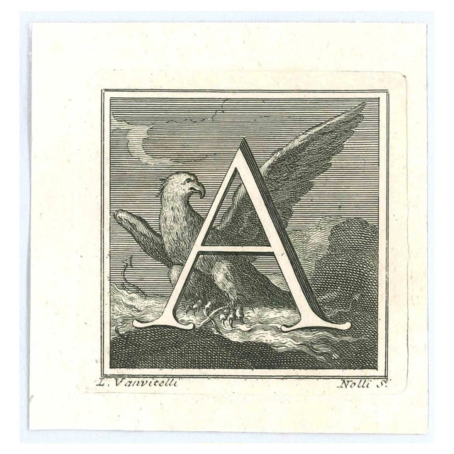 Carlo Nolli, Antiquities of Herculaneum, Alphabet A, Etching, 18th-Century For Sale