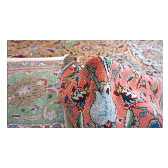 Gray Antique Persian Tabriz Wool 11X17 Grey, Green, Pink, & Orange Area Rug #1140881 For Sale - Image 8 of 10