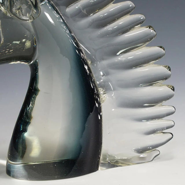 Ermanno Nason Stylized Murano Horse Head Sculpture in Sommerso Glass For Sale - Image 4 of 8