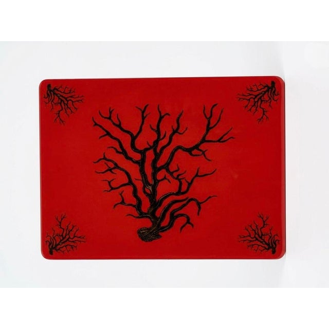 Italian Vintage Italian Hardboard Placemat With Naturalistic Coral Motif For Sale - Image 3 of 9
