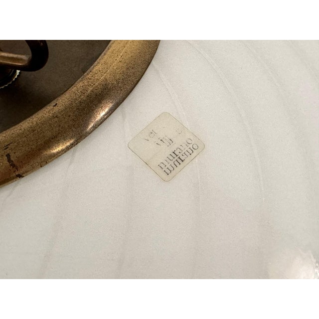 Italian Murano Swirl Glass Globe Chandelier with Brass Details, 1970s For Sale - Image 6 of 13