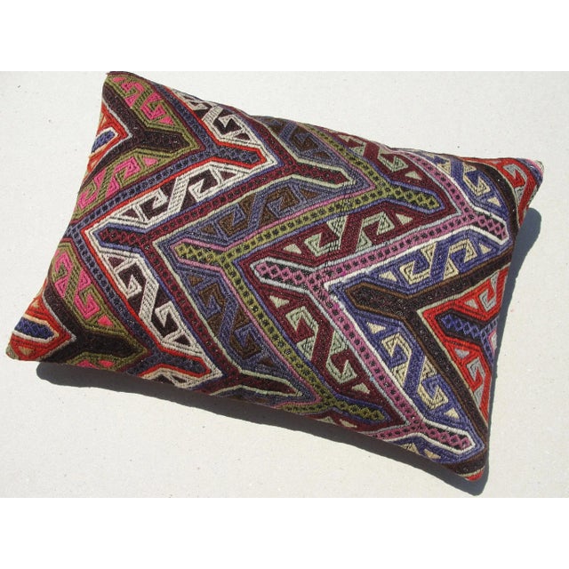 Kilim Rug Pillow Made from old turkish kilims Back side cotton and has closed with a solid hidden zipper size:14" x 20" It...