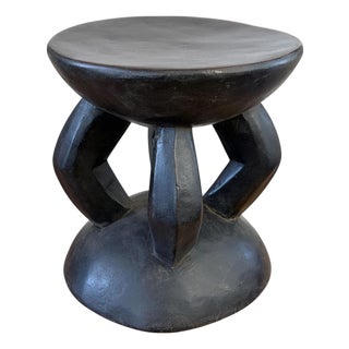 African Vintage Carved Wood Milk Stool Hehe Gogo People Tanzania 11" H For Sale