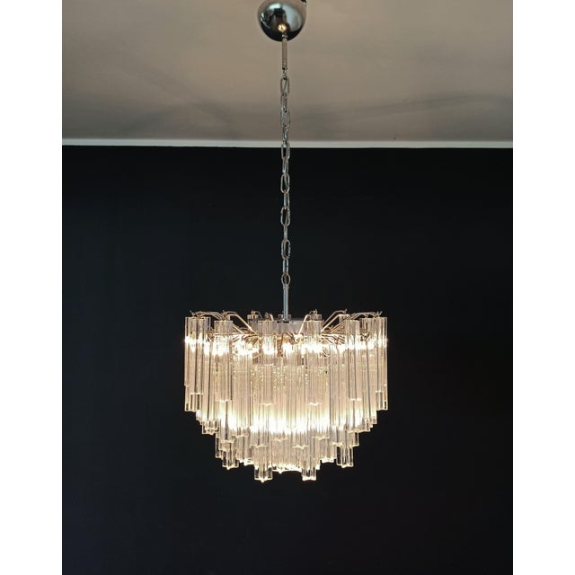 Glass Vintage Murano Glass Quadriedri Chandelier, 1990s For Sale - Image 7 of 18