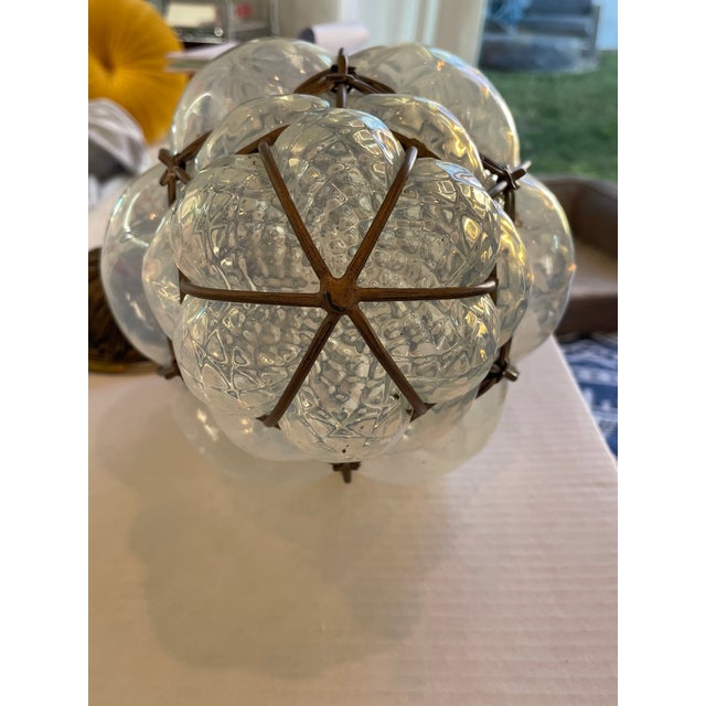 Mid 20th Century Mid 20th Century Mid-Century Italian Handblown Murano Glass Cage Pendant Light For Sale - Image 5 of 5