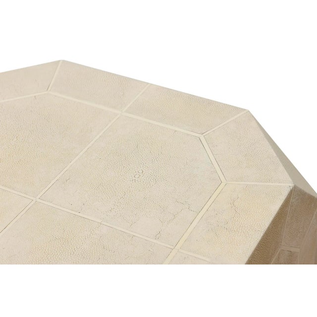 Cream Vintage Ron Seff Shagreen and Bone Dice Side or End Tables Pair of Restored For Sale - Image 8 of 13