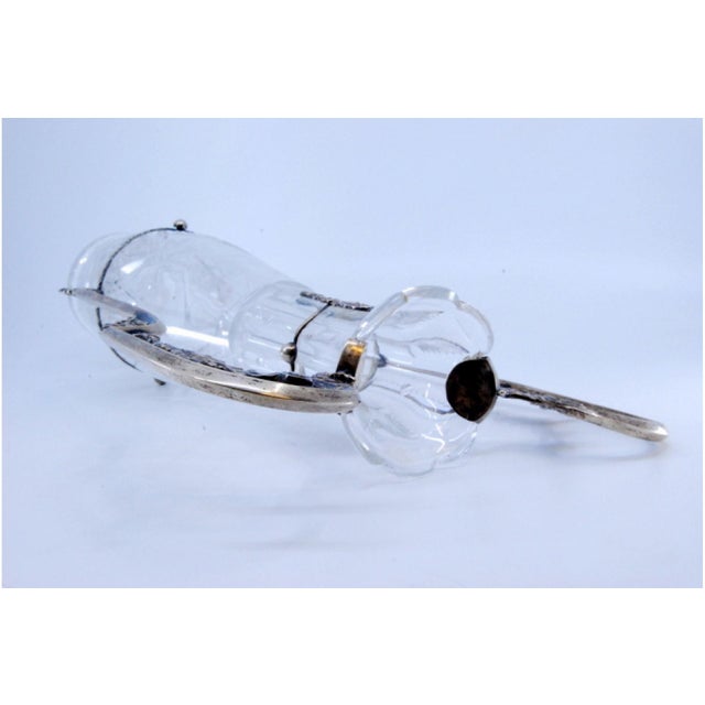 Metal Cut Glass Jug with Silver Structure For Sale - Image 7 of 9