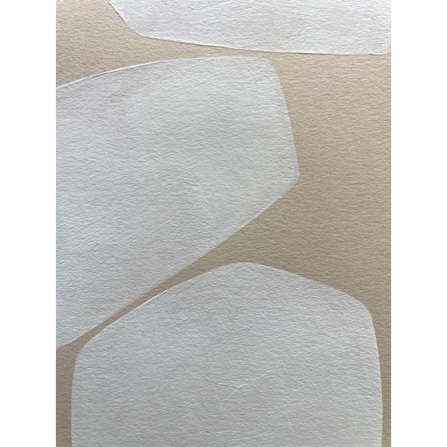 Abstract minimalist acrylic painting on French hand crafted cotton paper. Framed in a gold frame. All works on paper are...