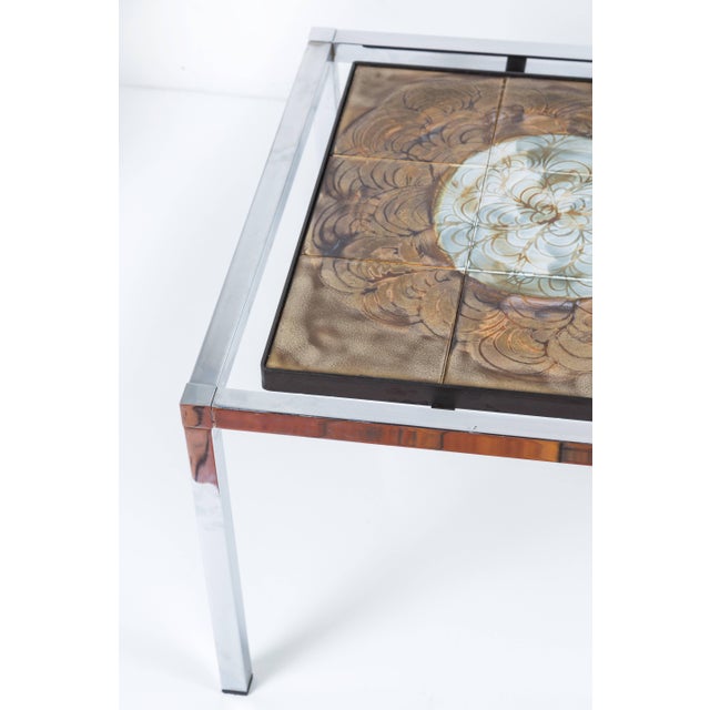 1970s 1970's Mid-Century Modern Juliette Belarti Chrome & Ceramic Coffee Table For Sale - Image 5 of 9