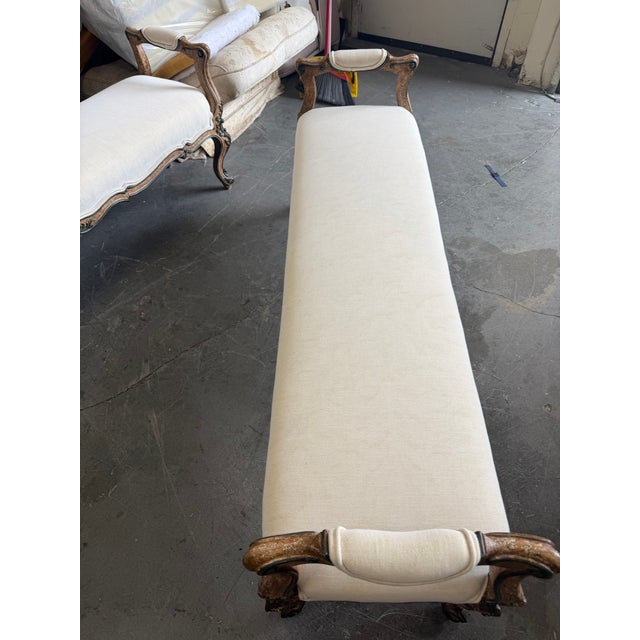 Brunschwig-Upholstered Long Mediterranean Benches, a Pair For Sale - Image 10 of 10