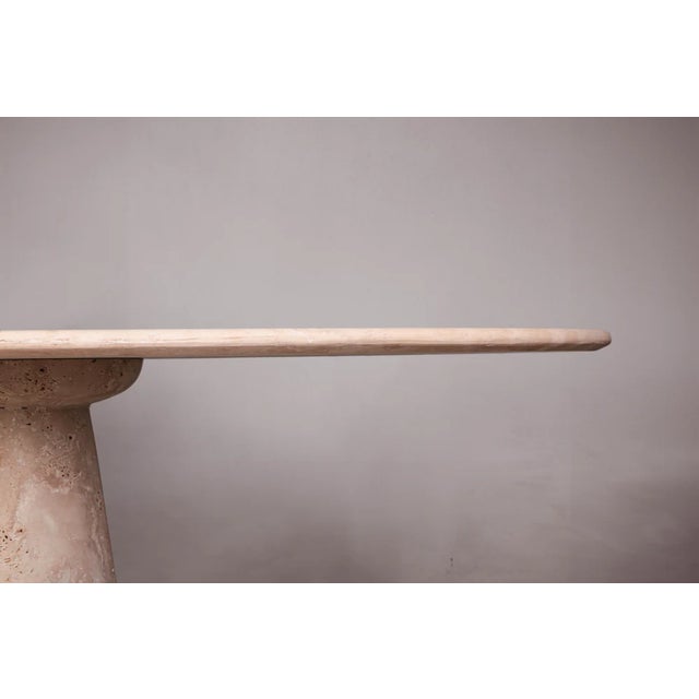 Modern Solitary Coné Travertine Oval Dining Table 55" For Sale - Image 3 of 5
