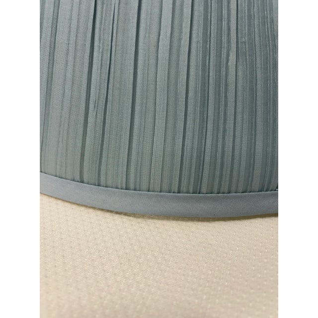 Vintage Pair of Light Blue Pleated Empire Lamp Shades For Sale - Image 6 of 9