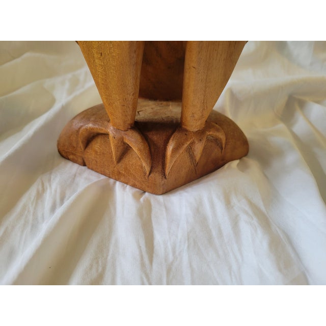 1980s Modernist Carved Wooden Owl Figure For Sale - Image 6 of 9