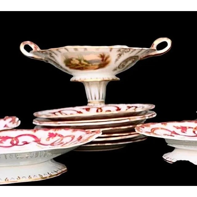 Outstanding and fine, thirteen piece English Staffordshire dessert set, 19th century, by W. Adams and Sons, Stoke-Upon-...