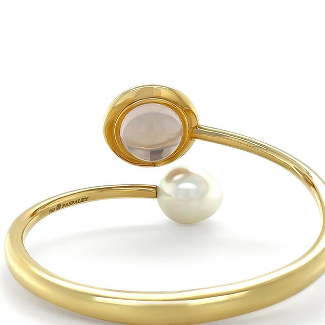 White Paspaley 18ct Yellow Gold Muse Pearl & Diamond Bangle 2.18ct 42.85g For Sale - Image 8 of 9