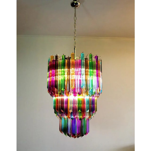 1980s Large Multi Colored Murano Glass Chandelier, 1982 For Sale - Image 5 of 12