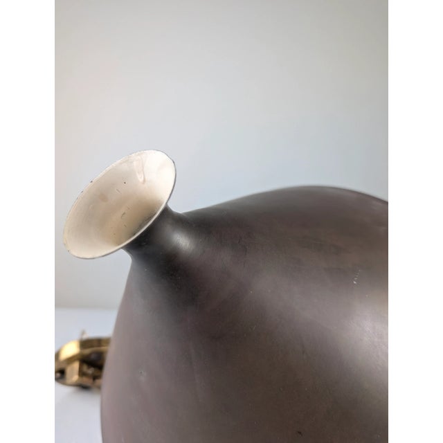 Mid-Century Modern Brass and Wood Wall Sconce with Black Shade, 1950s For Sale - Image 3 of 11