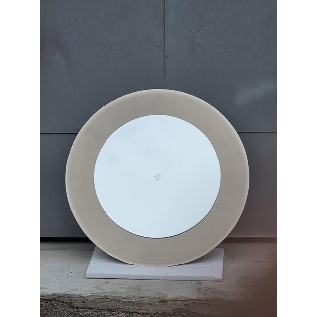 Glass Round Bronze Crystal Mirror from Veca, Italy, 1960s For Sale - Image 7 of 7