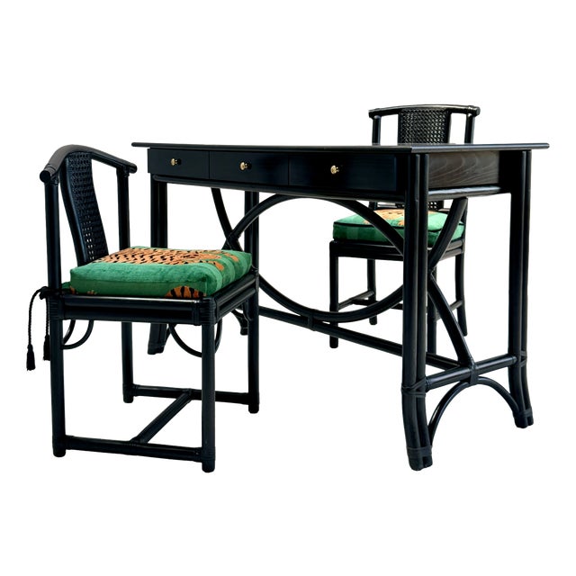 Desk Set with Jokhang Tiger Velvet Cushions from Gasparucci Italo, Italy, 1970s, Set of 3 For Sale